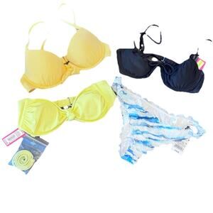 Lot Of 4! Women Bikini Separates , 3 Tops One Bottom Size Small And 32B All New